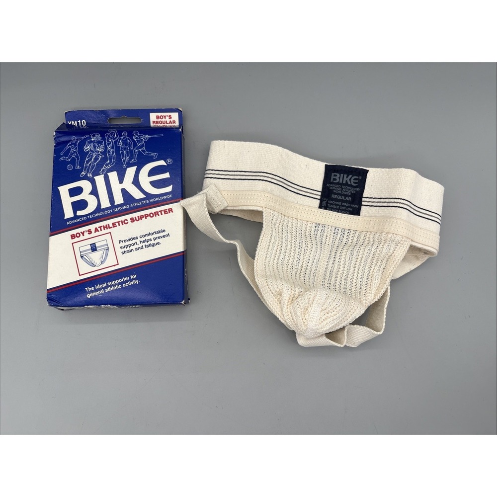 Vintage BIKE Boys YM10 Jockstrap Beige Athletic Supporter USA NOS